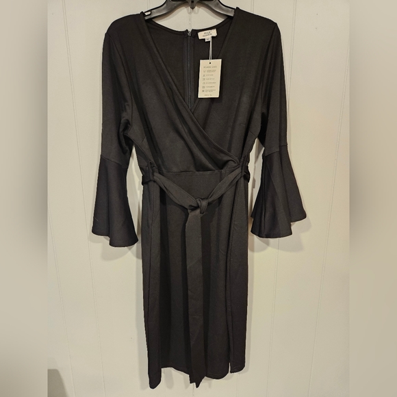 Pinup Fashion Women Satin Long Sleeve V Neck Ruffle Maxi 16 Dress Casual Tie - Picture 1 of 6